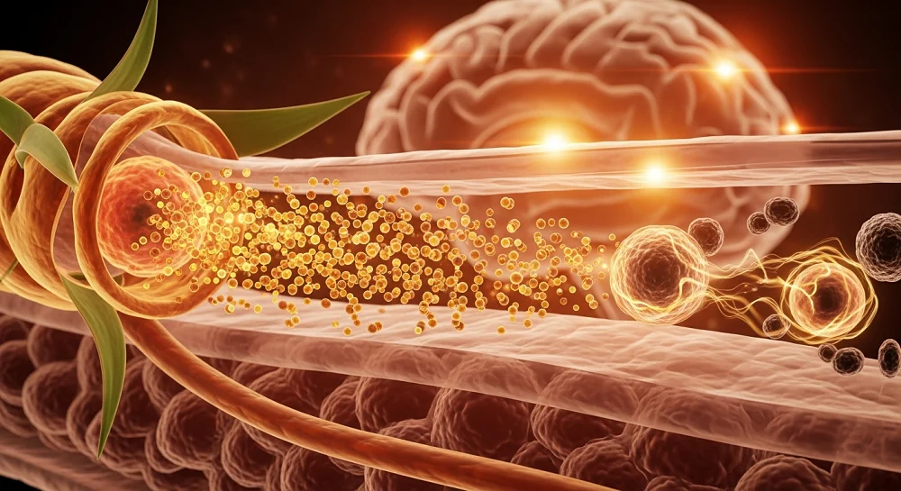 نانوذرات گیاهی (باردوکسولون متیل) در حال عبور از سد خونی-مغزی برای درمان گلیوبلاستوما.