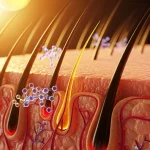 نمای میکروسکوپی فعال پوست سر؛ احیای فولیکول‌های مو و بهبود جریان خون.