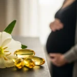 کپسول های گل مغربی برای زایمان و یک مادر باردار در تصویر قرار دارد.